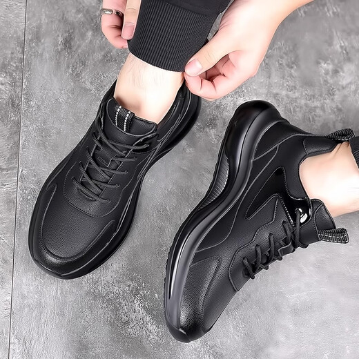 Belle Summer étanche, imperméable, semelle souple sans glissement sports en cuir souple et chaussures décontractées pour hommes chaussures de travail respirantes pour hommes chaussures en cuir confortables 9901 noir 39