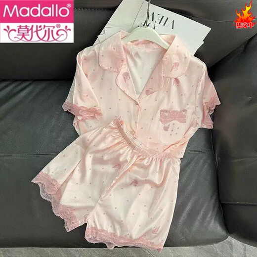 Modal cool lace ice silk pajamas short-sleeved shorts for summer pajamas for women can wear casual and comfortable two-piece set thin style 9207# L [Suggested 100-115Jin [Jin equals 0.5 kg]]