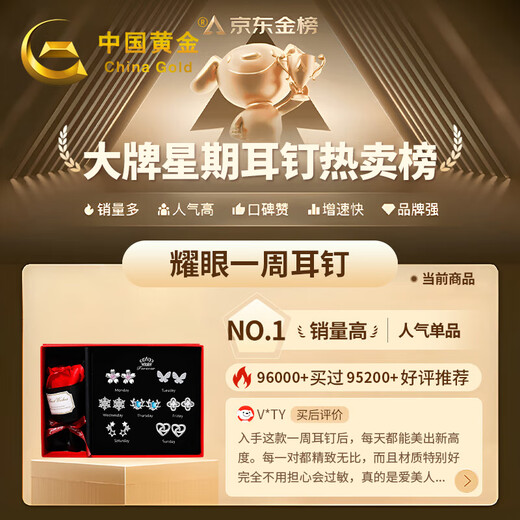 China Gold S925 Silver Dazzling One Week Earrings Women's Weekly Earrings Practical Birthday Gifts for Girlfriends and Wife Dazzling Weekly Earrings *Shipping from Yakura* Same Day/Next Day Delivery