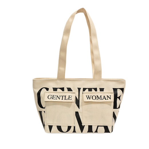Lienzo de gran capacidad Fashion Bolso informal Bolso 2025 Autumno Nuevo versátil INS ONE-HOLEZA ACARMA BOTA BACK BLANCO