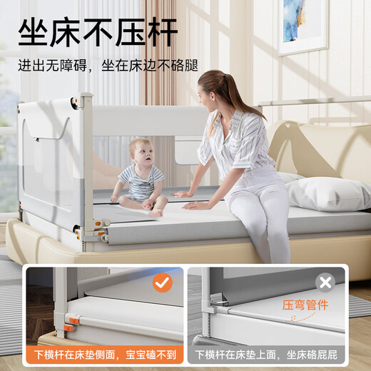 M-CASTLE baby crib fence baby bed anti-fall guardrail children's bedside anti-bed baffle anti-pinch seamless anti-suffocation mountain rock single-sided installation 2.0 meters