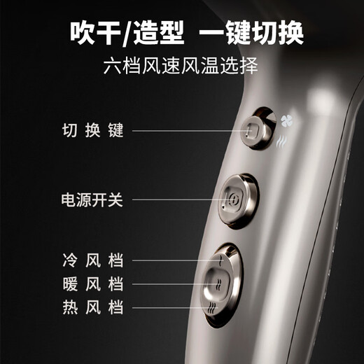 Fire Phoenix Hair Dryer 5610H High Speed Hair Dryer Home Hair Salon Grade 2400W High Wind, Quick Drying, Low Noise Barber Shop Special Constant Temperature Hair Care Hair Dryer Titanium Gray