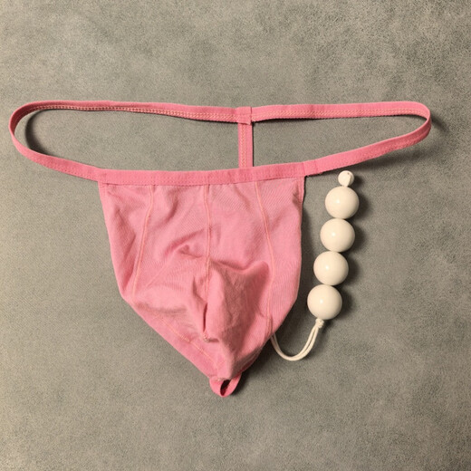 Men's anal plug thong with beads anal plug chrysanthemum string pearls into the body sexualized eye stimulation breathable black 5 pieces 3cm into the anus private delivery M40kg-50kg