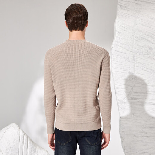Antonio 100% long-staple cotton simple and versatile henley collar men's sweater, casual waffle texture sweater, Maxing 3XL/56(190/104A)