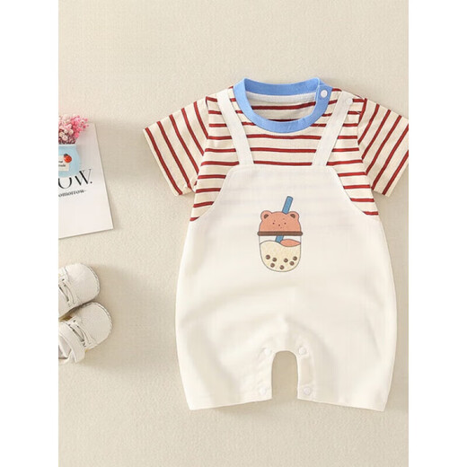 Balabala baby kurzärmelige kleidung sommer dünne baby junge sommer sommer toundsuit neugeborenen hauptmond kriechenden Anzug 6210 weiß 90 cm