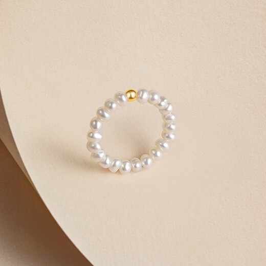 Saturday Fortune (ZLF) yellow 18K gold freshwater pearl ring for women, exquisite small gold beaded bracelets as a gift for your girlfriend, classic style