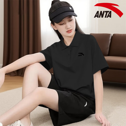 
Anta sports suit for women summer polo shirt for women short-sleeved T-shirt for women shorts for women quick-drying ice silk loose breathable casual suit pure white/black M