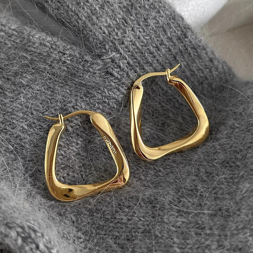 Yinyu retro gold pigmented hoop earrings, irregular minimalist metal high-end earrings, temperament earrings, gold earrings for women, gold earrings