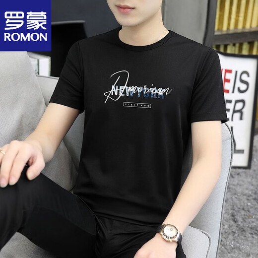 
ROMON (ROMON) Ice Silk Modal Men's Short Sleeve T-Shirt Summer 2025 New Fashion Half Sleeve T-Shirt Top Men's Clothing D1423 White One Size 100Jin[Jin equals 0.5 kg]-110Jin[Jin equals 0.5 kg]