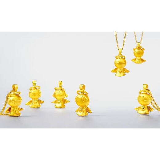 Yingtang Old Phoenix 999925 silver gold-plated baby zodiac pendant for men and women, multiple options, gift box packaging, Fortune Baby + K gold chain, Lao Fengxiang quality