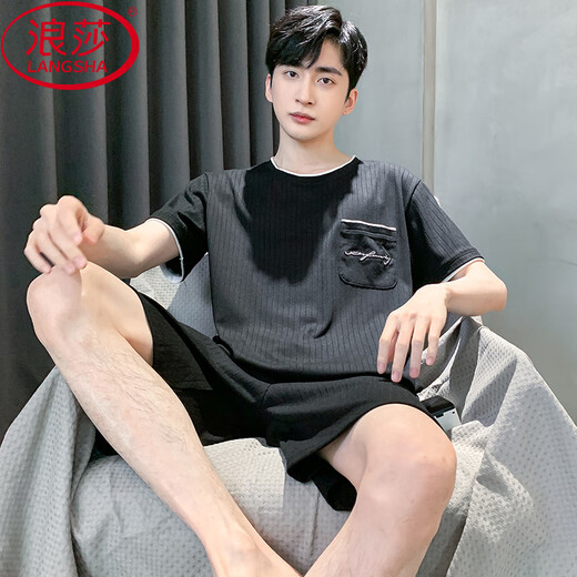 
LangSha (LangSha) middle-aged and elderly father men's pure cotton pajamas summer short-sleeved shorts thin style elderly summer two-piece suit can be worn outside NJR-HDE9928 XL not pilled/not faded