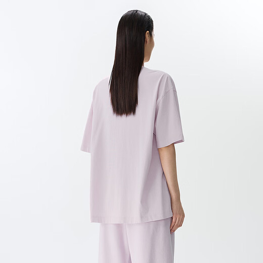 
Jiangnan Buyi (JNBY) [same style in the mall] 25 Spring New T-shirt for Women's Fun Cat Print Loose Round Neck Middle Sleeve 5P2112550 671/Gray Powder S