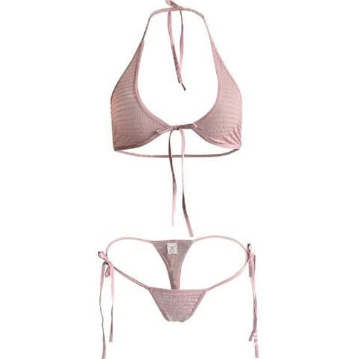 Private Garden Sexy Bikini Style Pure Desire Three-Point Underwear Thong Strap Underwear Set Small Breasts Lilac One Size