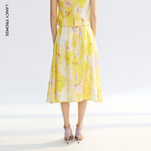 Langzi Yang25 Serie Temperament 2025 Sommer Neues Pendlergelbes Kleid/Hemd/Rock Zitronengelber Rock S