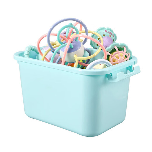 Shixi Flower Language is suitable for baby teething gum, Manhattan ball, soft gum molar, baby can chew the chewing gum hand-grabbed massage ball during the teething period, new bear stick ball 7-piece set (storage box)