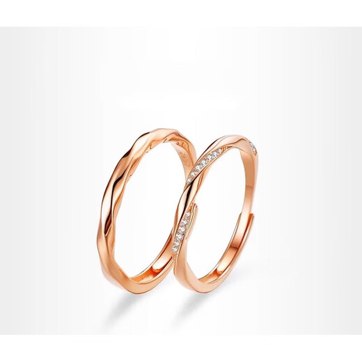 Fat Donglai's same gold-plated silver ring for couples, men's and women's 18K gold light luxury niche opening, rose gold, couple's pair