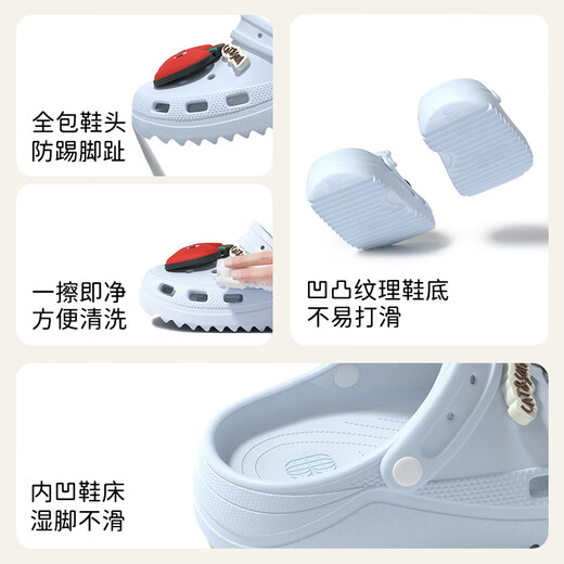 SEVEN ONLY OLINE Apple children's clogs for boys and girls in summer, lightweight non-slip home toe-toe slippers for middle-aged and older children, white Apple shoe flower 19 0, inner length 19cm, suitable for feet 29-30