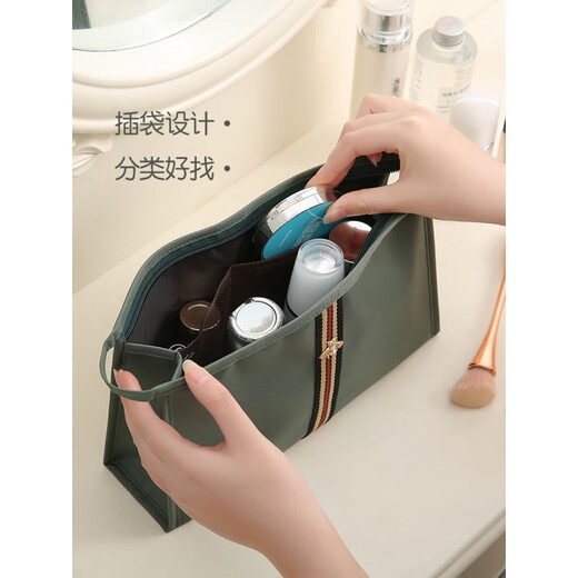 XMSJ Japanese imported quality cosmetic bag women's small portable handheld 2025 new travel skin care product storage bag pencil bag pink-square large size