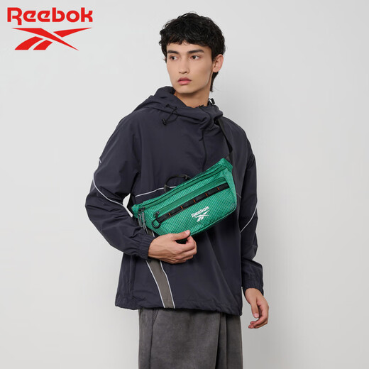 锐步（Reebok）/锐步胸包潮流网格纹运动单肩包男女胸包出游机能斜挎包正品 黑色