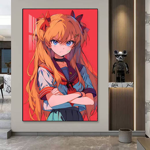 咏幻福音战士挂画明日香绫波丽装饰画初号机动漫女孩玄关画 EVA05 80*12035MM厚铝合金拉丝金色