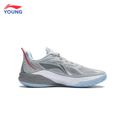 LI-NING KIDS李宁儿童篮球鞋音速12夏季男童减震回弹专业训练鞋防滑透气运动鞋 迷雾灰 38 码