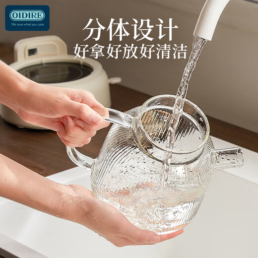 OIDIRE (Odd) all-glass health kettle, flower tea kettle, glue-free tea kettle, tea boiler, office constant temperature health kettle, kettle, electric kettle, stew, intelligent heat preservation, 1L ODI-HC03 flower tea health kettle, without filter