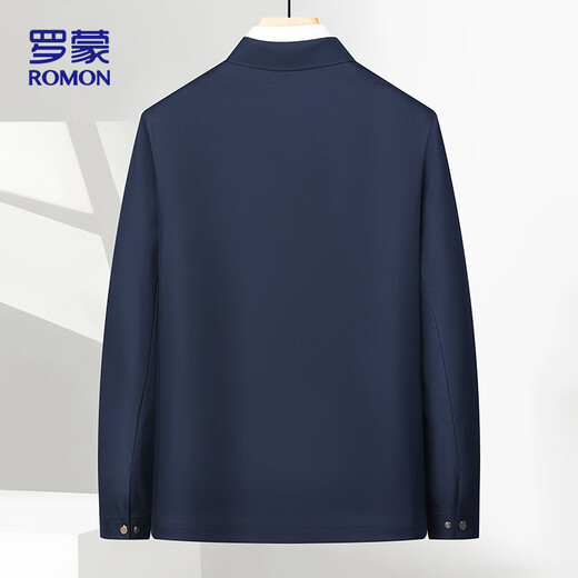 ROMON executive jacket men's coat men's autumn business casual seamless lapel middle-aged and elderly dad wear 507 navy XL