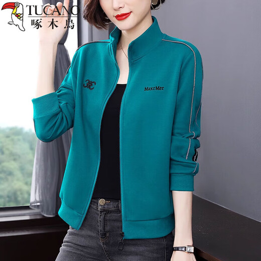 
Woodpecker stand-up collar cardigan zipper jacket for women spring, autumn and winter new fashionable mother long-sleeved top large size plus velvet thickened sweatshirt ginger [Spring and autumn style] M [Suggestion 85-105Jin [Jin equals 0.5 kg]]