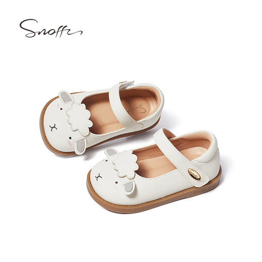Snuffy Girls Leather Shoes Spring and Autumn Cartoon Casual Baby Soft Sole Cute Princess Shoes Children's Toddler Shoes Soft Cute Sheep White 19 Suitable for Feet Length 12.5cm