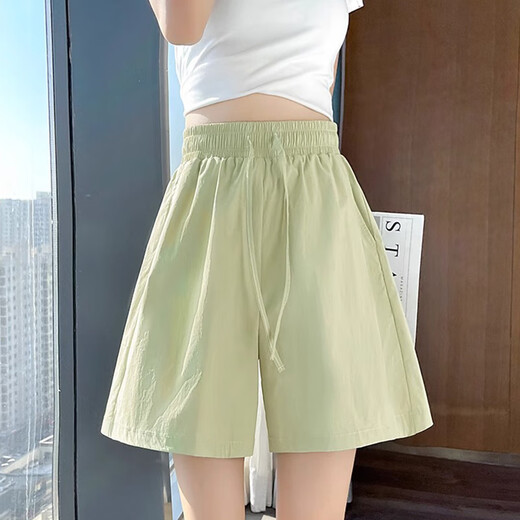 
Miniso (MINISO) blue shorts for women in summer 2025 new ice silk sunscreen pants for women in sports five-quarter pants wear versatile casual pants cream blue (solid color) L/165 (clear fabric with good texture)