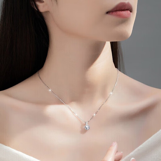 Givenchy Light Luxury One Carat Diamond Necklace for Women Moissanite Pendant Clavicle Chain Jewelry Birthday Gift for Girlfriend One Carat Moissanite Rose Gold/White Diamond