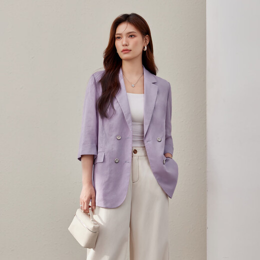 
Fiber Show [Intellect and capable temperament Lacele Suit Jacket] Large size women's fat mm2025 summer new style 2694 purple 4XL