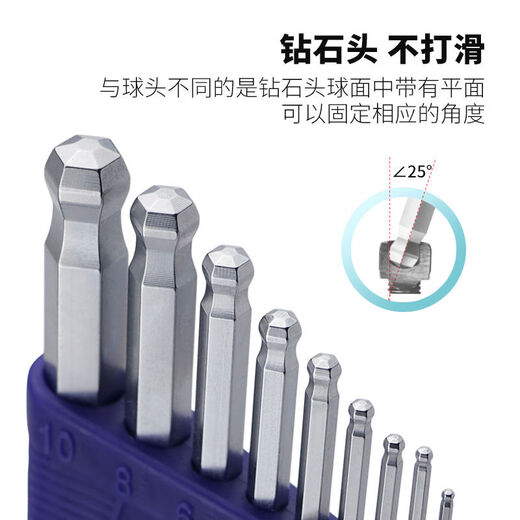 Bailey Japan Importé Standard Long Hexagon Céreillet Set Flat Head Ball Head Hexagon Key RS / TS-679 TS6 Diamond Head 6 Pieces Set 15 mm5 mm