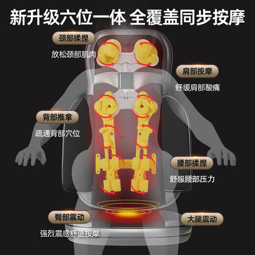 奥克斯（AUX）按摩靠垫按摩仪颈椎肩颈背腰部按摩器按摩垫全身躺垫一体多功能按摩椅垫生日礼物实用送爸爸妈妈 【旗舰升级款】揉捏开背+易清洗皮革