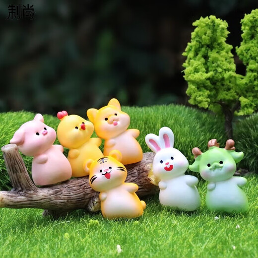 
Creative tilted head zodiac DIY decoration accessories mini desktop small ornaments children toy model gifts 12 cute zodiac signs set