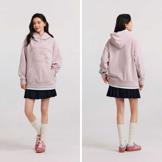 Semir Snoopy series sweatshirt women's mid-length fake two-piece pattern winter oversize polar fleece 101724116019