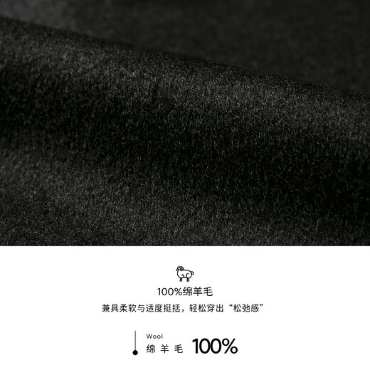 Rimba Men's 100% Sheep Wool Solid Color Business Lapel Woolen Coat for Men | BFWG3313 Black M