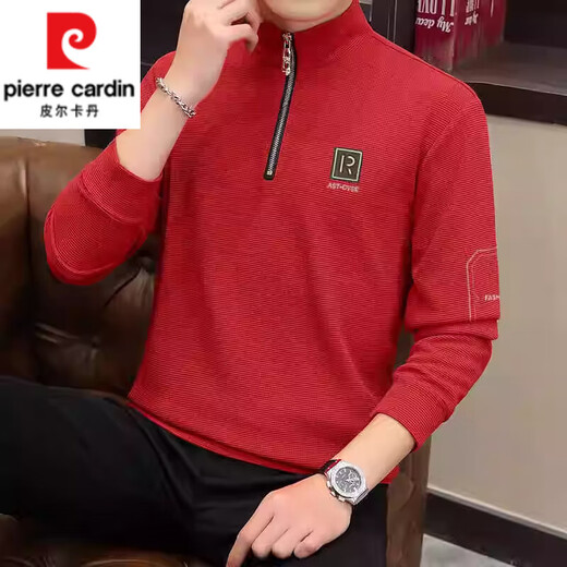 
Pierre cardin half-zipper sweatshirt for men in spring and autumn new casual trendy stand collar long-sleeved T-shirt for men versatile base shirt 6188 white M suggests 90-110Jin [Jin equals 0.5 kg]