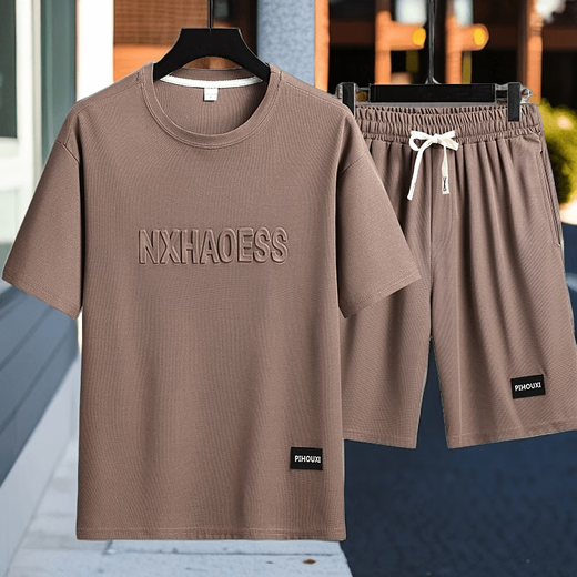 Lang Weigao; La maison Vico Hailan (HLA) Le même t-shirt à manches courtes minces d'été pour le costume de sport décontracté pour hommes shorts masculins à moitié à manches (ensemble) 829 Brown M (recommandé (100-120jin [Jin est égal à 0,5 kg])))