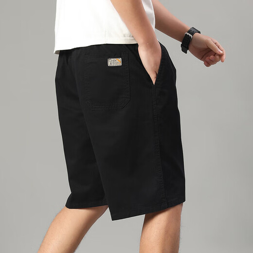Summer pure cotton cropped pants men's loose plus size plus size casual shorts middle-aged and young people's thin overalls straight [Pure cotton cropped pants] 688 black 3XL [150-170Jin [Jin equals about 0.5 kg]]