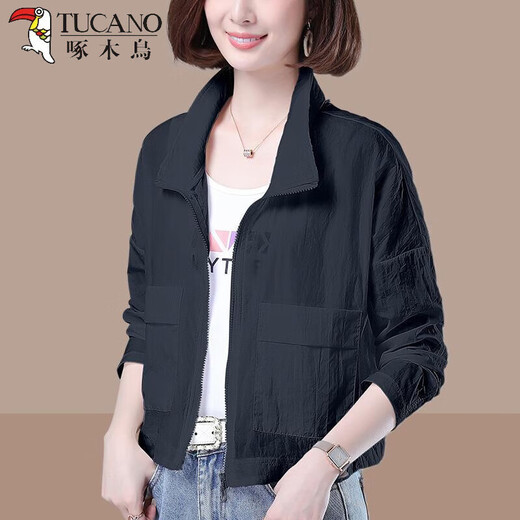 TUCANO; Woodpecker 2025 summer new style women's thin breathable sunscreen jacket casual loose age-reducing mother's sunscreen clothing trendy white thin thin M (100Jin[Jin equals 0.5 kg])