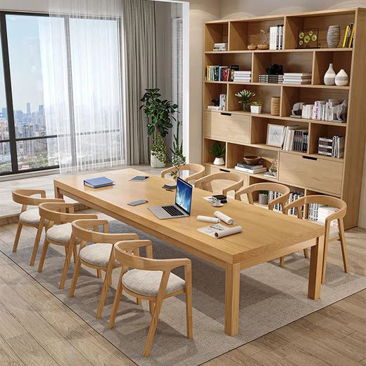 Xinjing solid wood desk long conference table living room large table desk learning writing library desk 2.0 meters