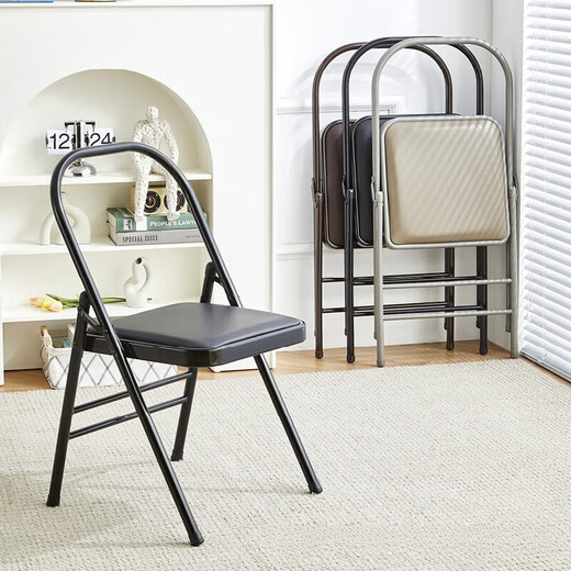 Lilang Yoga Chair Yoga Supplies Iyengar Assistive Equipment Folding Black Pilates Chair PU Surface Special Folding Yoga Stool Three Beam Black Thickened 1.2 Tube Wall Model