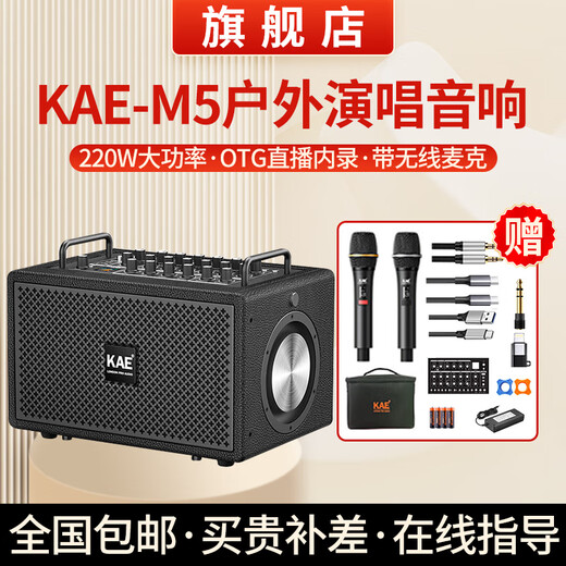 KAEM5 musical instrument singing audio guitar electric blowpipe saxophone outdoor karaoke road show live broadcast high-power Bluetooth speaker M5 classic black rated 220W