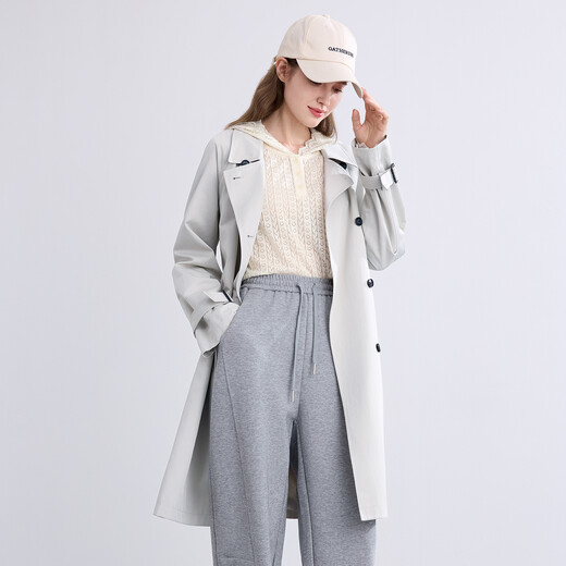 Betu Women's 2025 Autumn New Windbreaker Zaoba Windbreaker Waist Slim Commuting Jacket 2508T64 Light Khaki Green XS