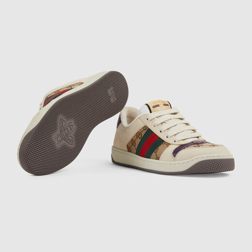 Chaussures féminines Gucci, abeilles de vache féminine, chaussures blanches brodées, sports et chaussures décontractées, chaussures sales, 677423 HVKI0 9765 Style féminin 35