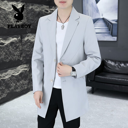 Playboy (PLAYBOY) mid-length suit men's Korean version slim fit spring and autumn trendy handsome pink small suit thin windbreaker jacket pink M 100Jin Jin equal to 0.5 kg or less