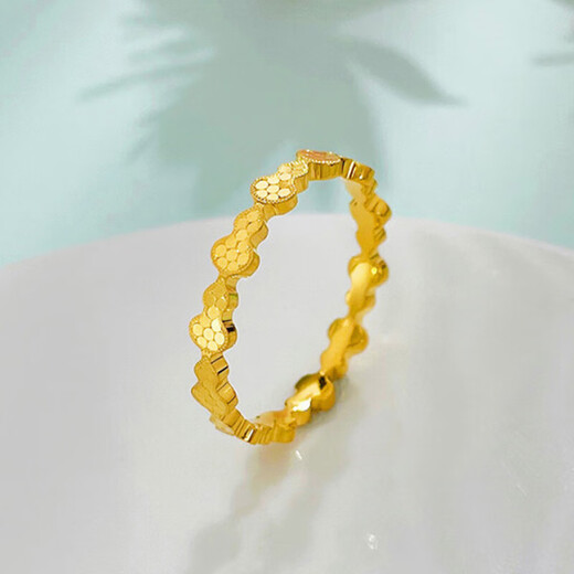 Laomiao gold gold ring solid gold broken ice gourd solid proposal ring ladies model birthday gift for girlfriend 12 rings about 2.55g