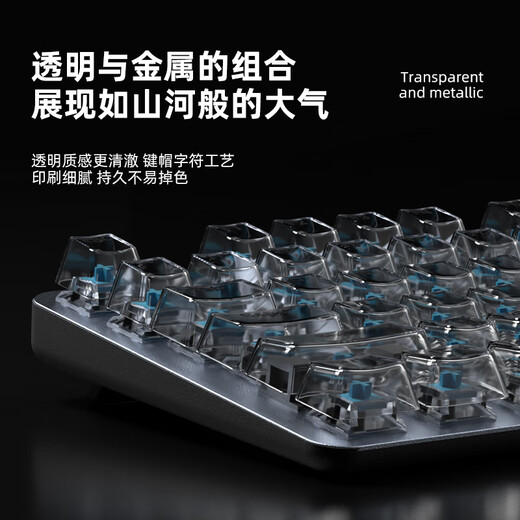 罗技K845有线机械键盘透明键帽打字电脑办公青红茶轴电竞游戏 K845-霜冻之蓝(键帽独立包装)- TTC-青轴 否 104键 官方标配