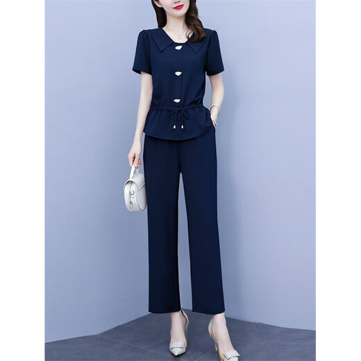 Specht Casual Professional Anzug für Frauen im Sommer 2025 Neue modische altersreduzierende Mutter M Muttertemperament Schlampe Hose Zweiköpfige Khaki [Temperatur/Altersreduzierung/-Modierung] M 90-105jin [Jin gleich 0,5 kg]